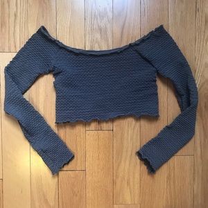 Free People Textured Long Sleeve Crop